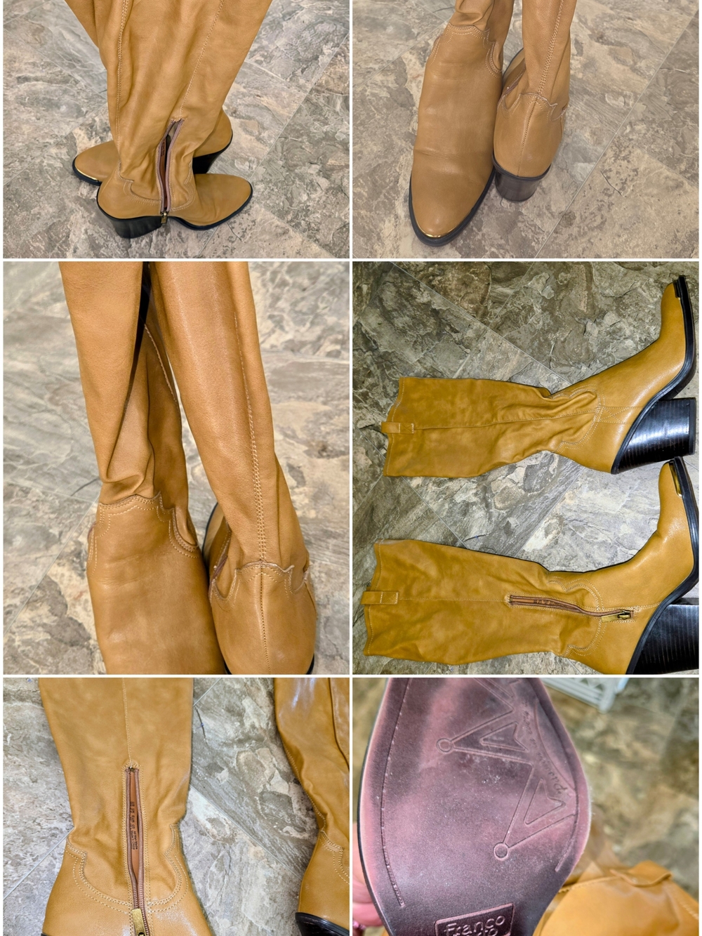 Franco Sarto Tall Leather Riding Boots - Tan